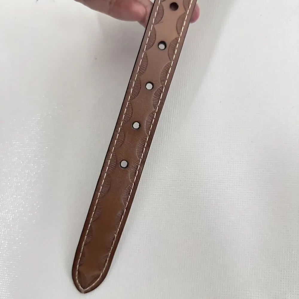 Western Belt Brown Man Made Concho Tooled Aztec Design Westerncore Cowboy 36